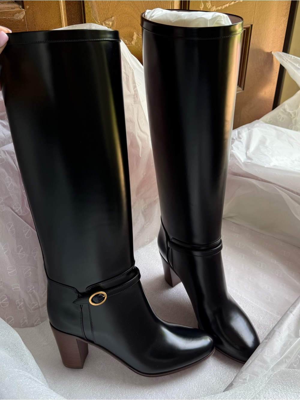Valentino Pattie Leather Knee-High Boot